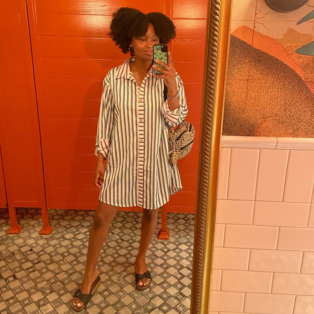 Boyfriend Shirtdress- Lilac, Jade & Gold